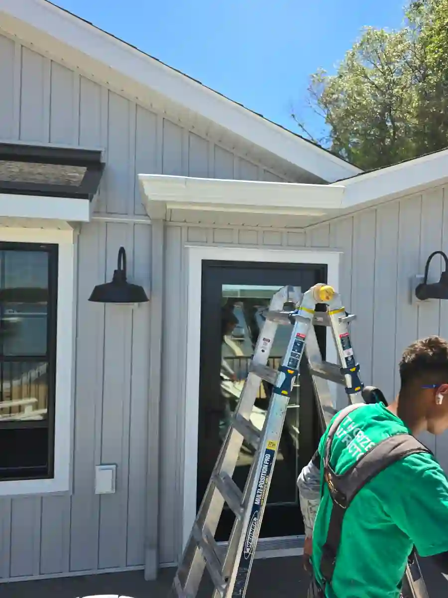 Leading Edge Gutters crew at work on a Northern Michigan home (4 of 4)